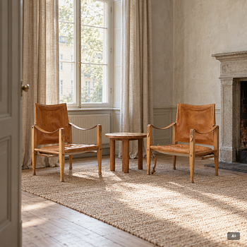 Kaare Klint, Armchairs, “Safari”, a pair, Rud. Rasmussens Snedkerier, Denmark, second half of the 20th century.