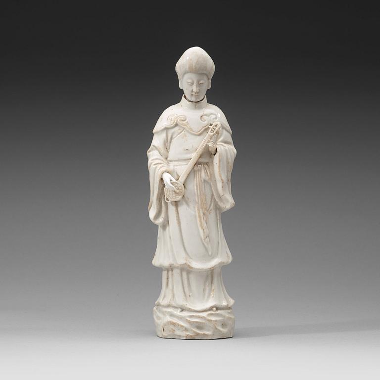 FIGURIN, blanc de chine. Qingdynastin, Kangxi ca 1690.