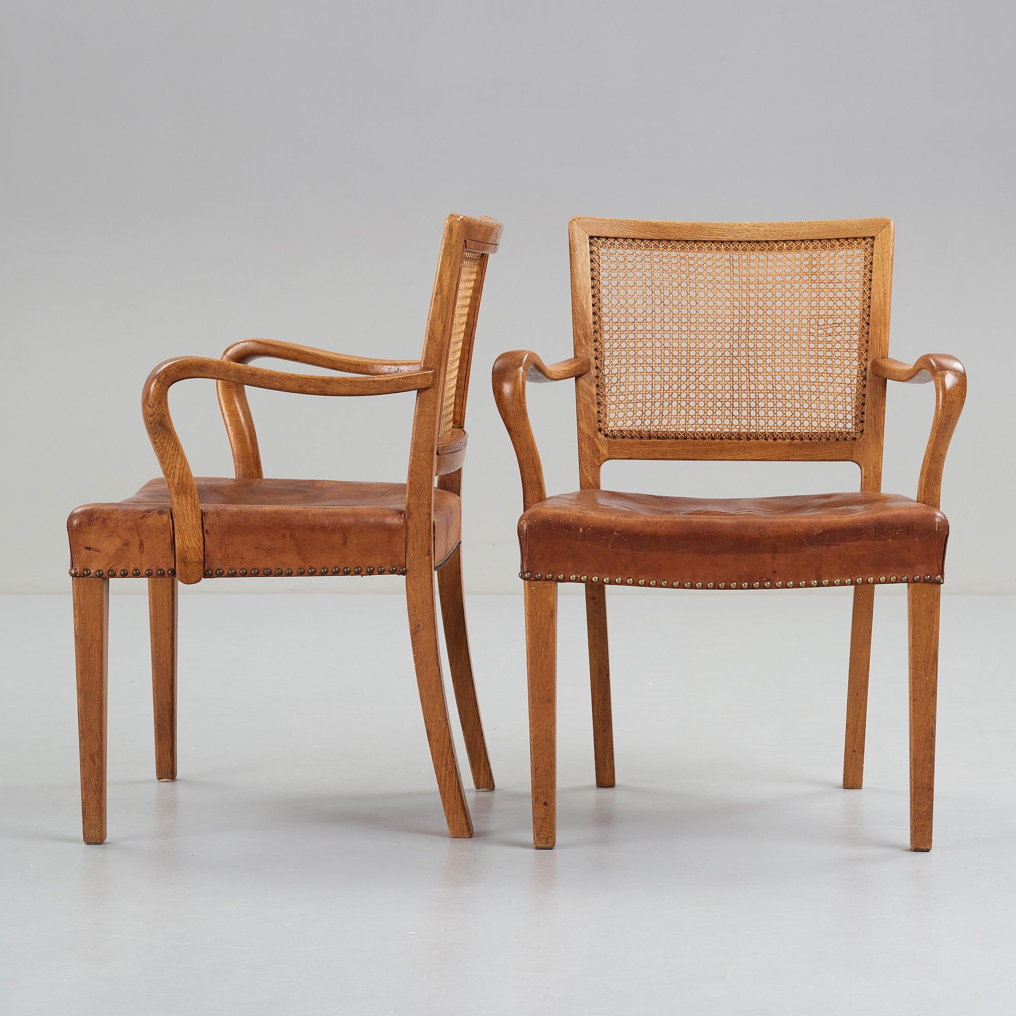 A set of 10+2 dining chairs, Denmark 1940's.