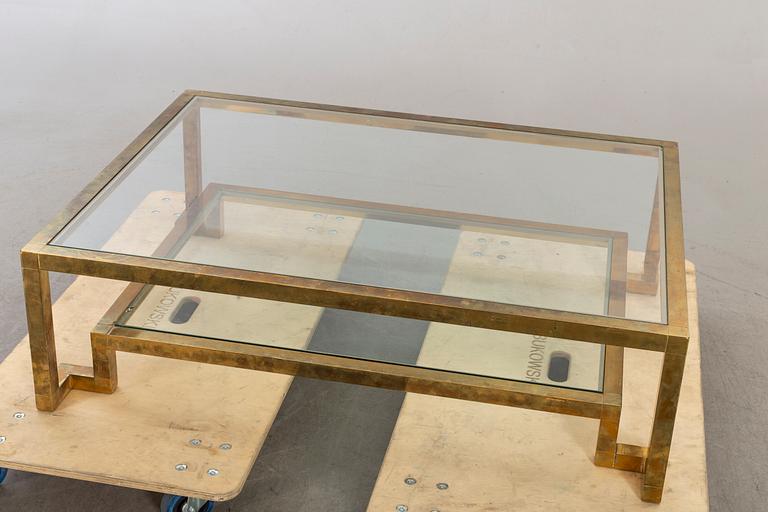 SOFFBORD, glas och mässing, Italien, 1900-talets andra hälft.