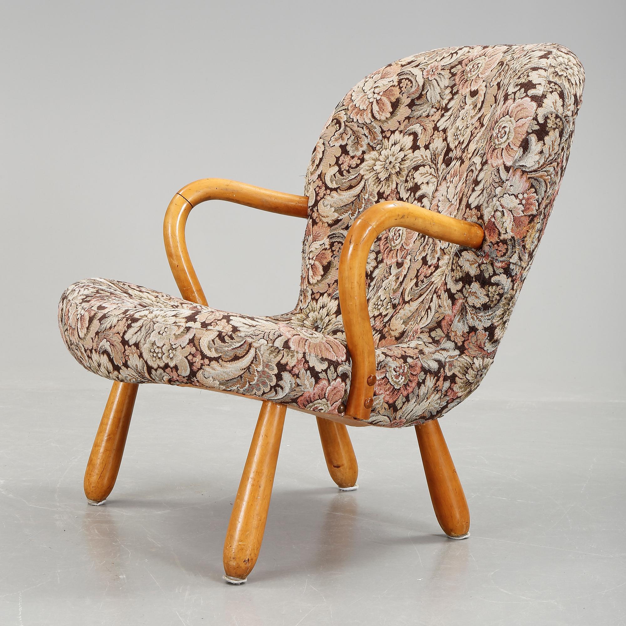 FÅTÖLJ, "Clam Chair" / "Muslinge", Philip Arctander, tillskriven, 1940/50-tal.