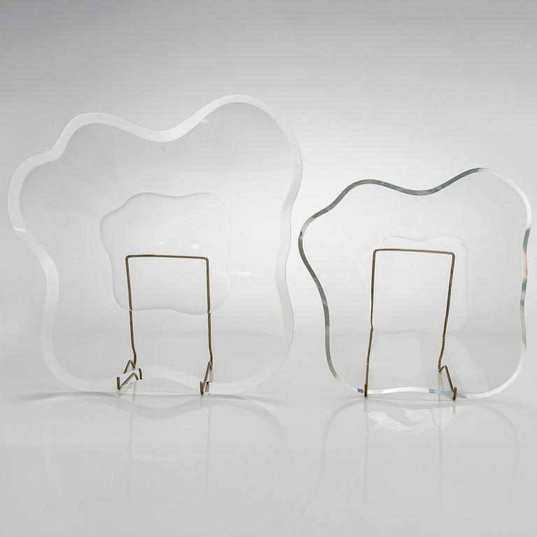 Alvar Aalto, glasskulptur, "Aalto-blomman", 4 delar, signerade Alvar Aalto och Alvar Aalto Iittala 99/1991.