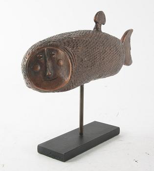 LINDBERG, STIG, skulptur, brons, "Månfisken", sign o numr 207.