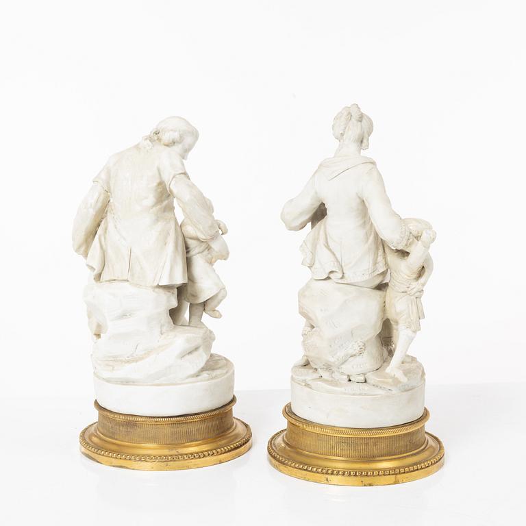 Figurgrupper, ett par, efter Joseph Gott, troligen England, sent 1800-tal.