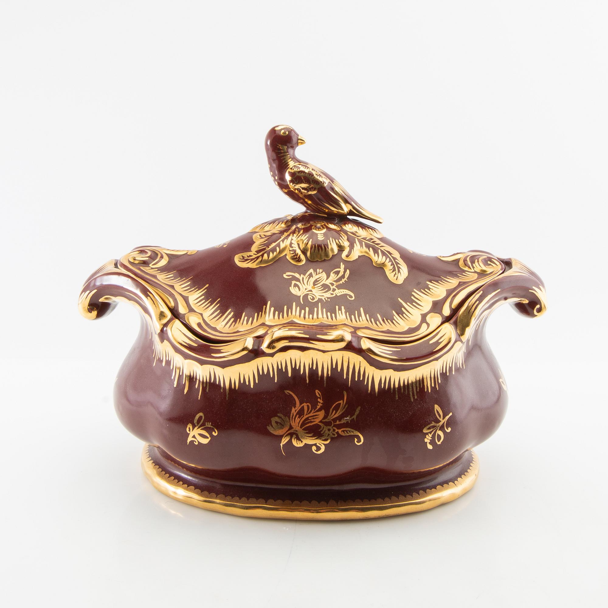 Tureen with lid Louis XV style mid-20th century porcelain.