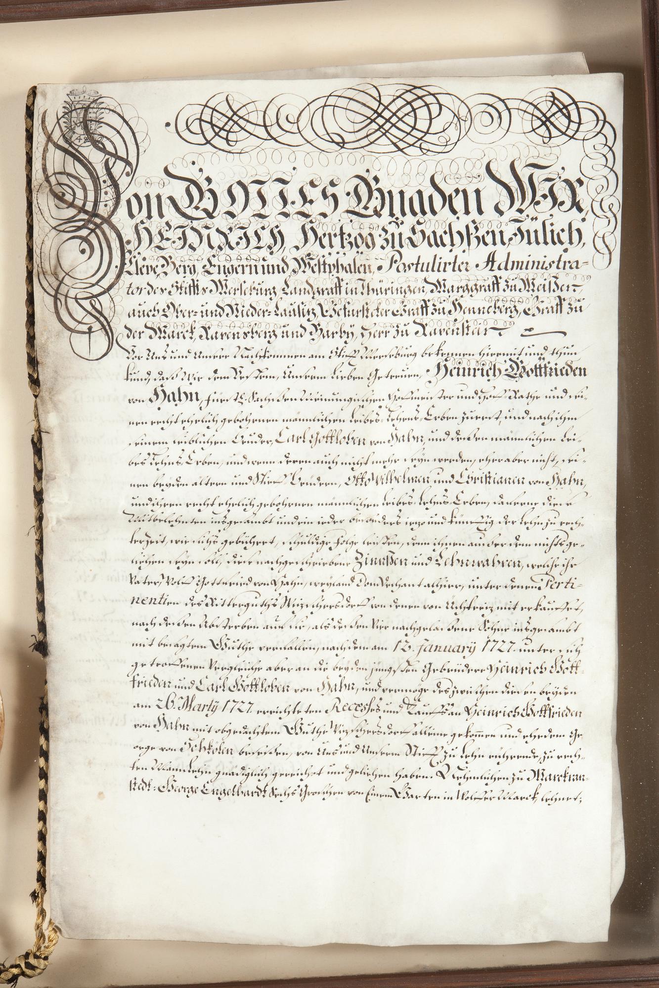 HANDSKRIFT MED SIGILL, Tyskland , 1700-talets första hälft.