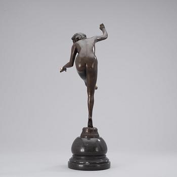 A Claire Jeanne Roberte Colinet Art Deco patinated and cold painted bronze 'Joggler' figure.
