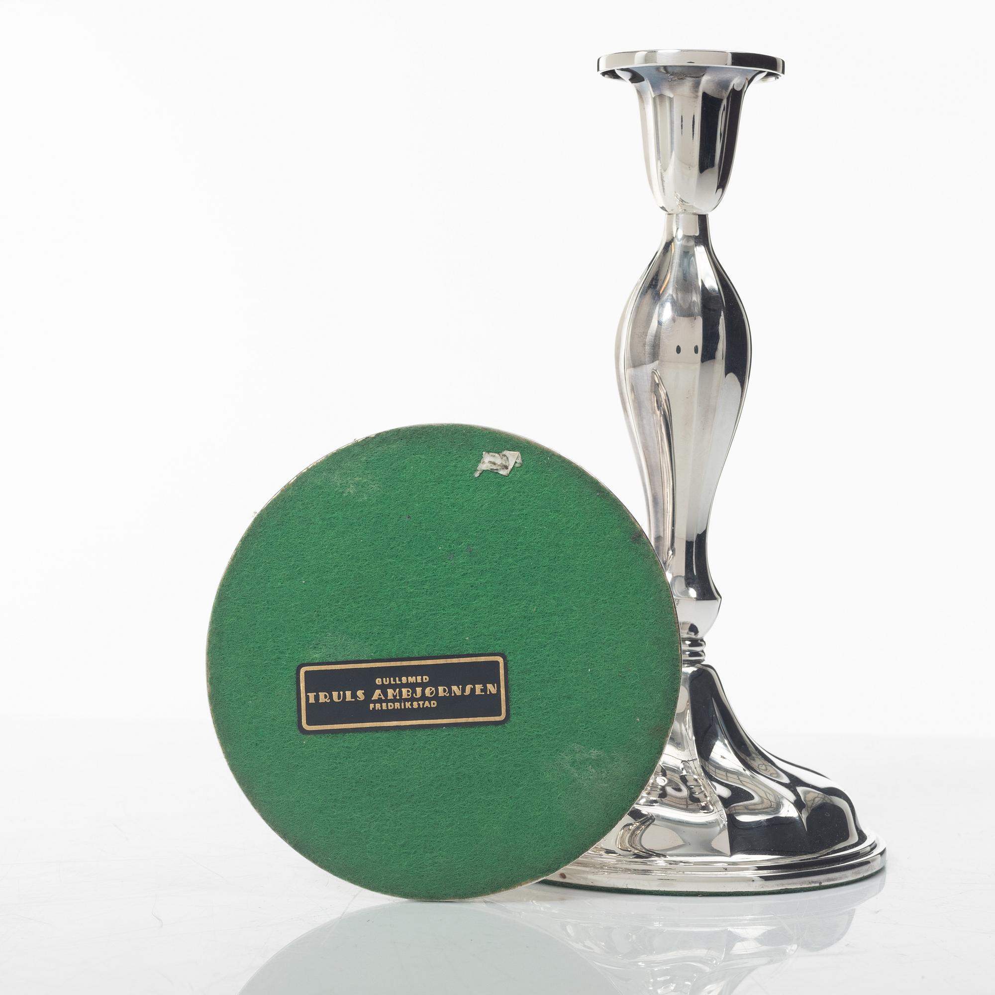 Thorvald Marthinsen, ljusstakar, ett par, silver, Tönsberg, Norge 1900-tal.