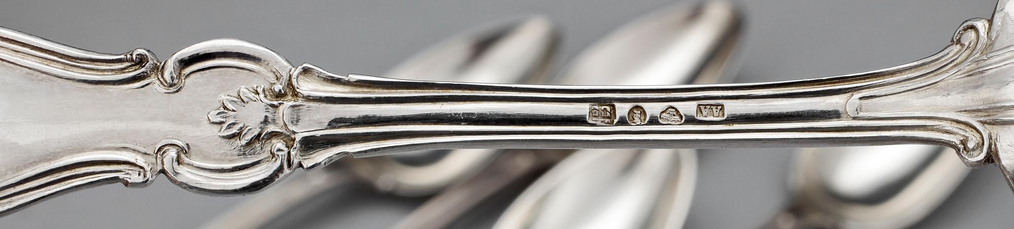 SKEDAR, 6+2, silver, "Olga", flertal mästare, bla JohanTheodor Palmgren i Norrköping, mest 1800-tal. Totalvikt ca 280 g.