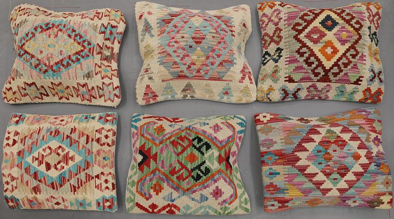 A set of six Kilim cushion covers, approx. 50 x 50 cm.
