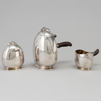 GAB, kaffeservis, 3 delar, silver, Stockholm, 1918.