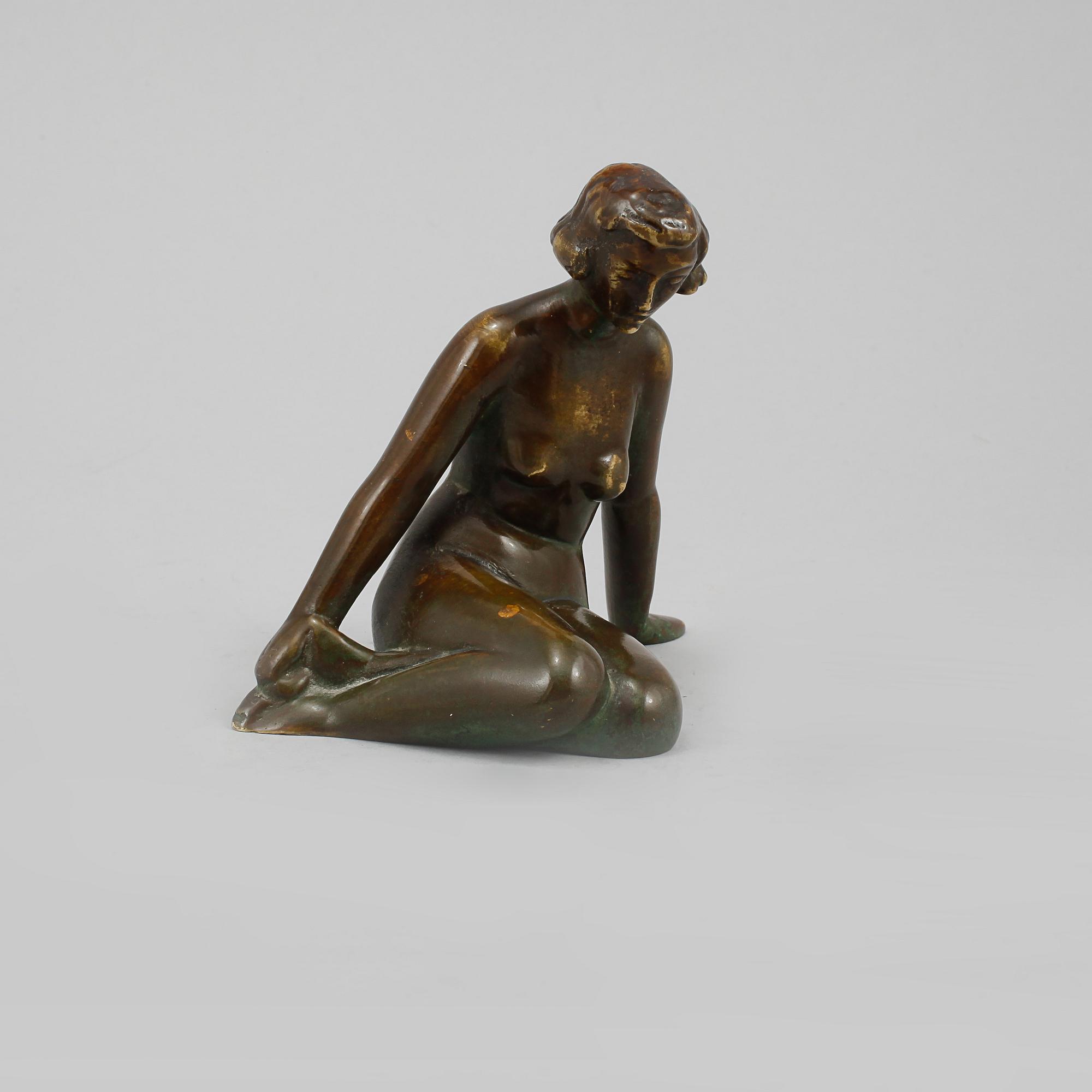 FIGURIN, patinerad brons, Ystad Brons, 1900-tal.