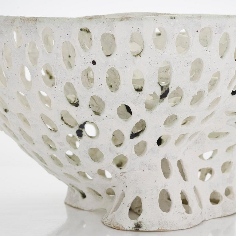 Kristina Riska, a ceramic 'Basket sculpture' signed KR.