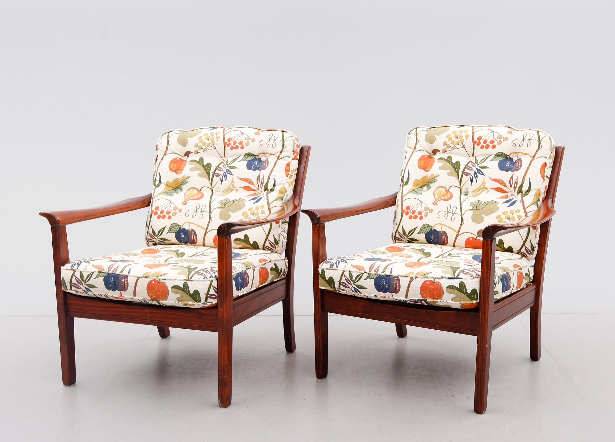 FÅTÖLJER, 1 par, Bröderna Anderssons, 1900-talets andra hälft.