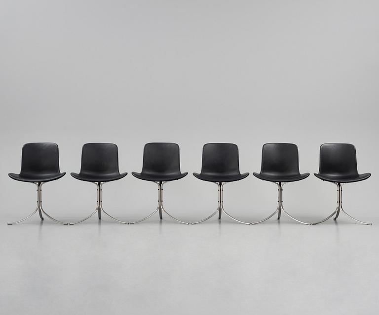 Poul Kjaerholm, a set of six "PK9" chairs, Fritz Hansen, 2020.