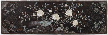 A  Chinese black lacquered altar table with mother of pearl inlay, 17th /18th Century.