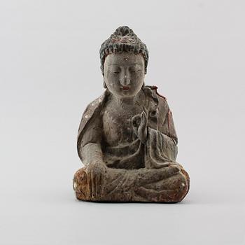 FIGUR, trä, Buddha, 1900-tal.