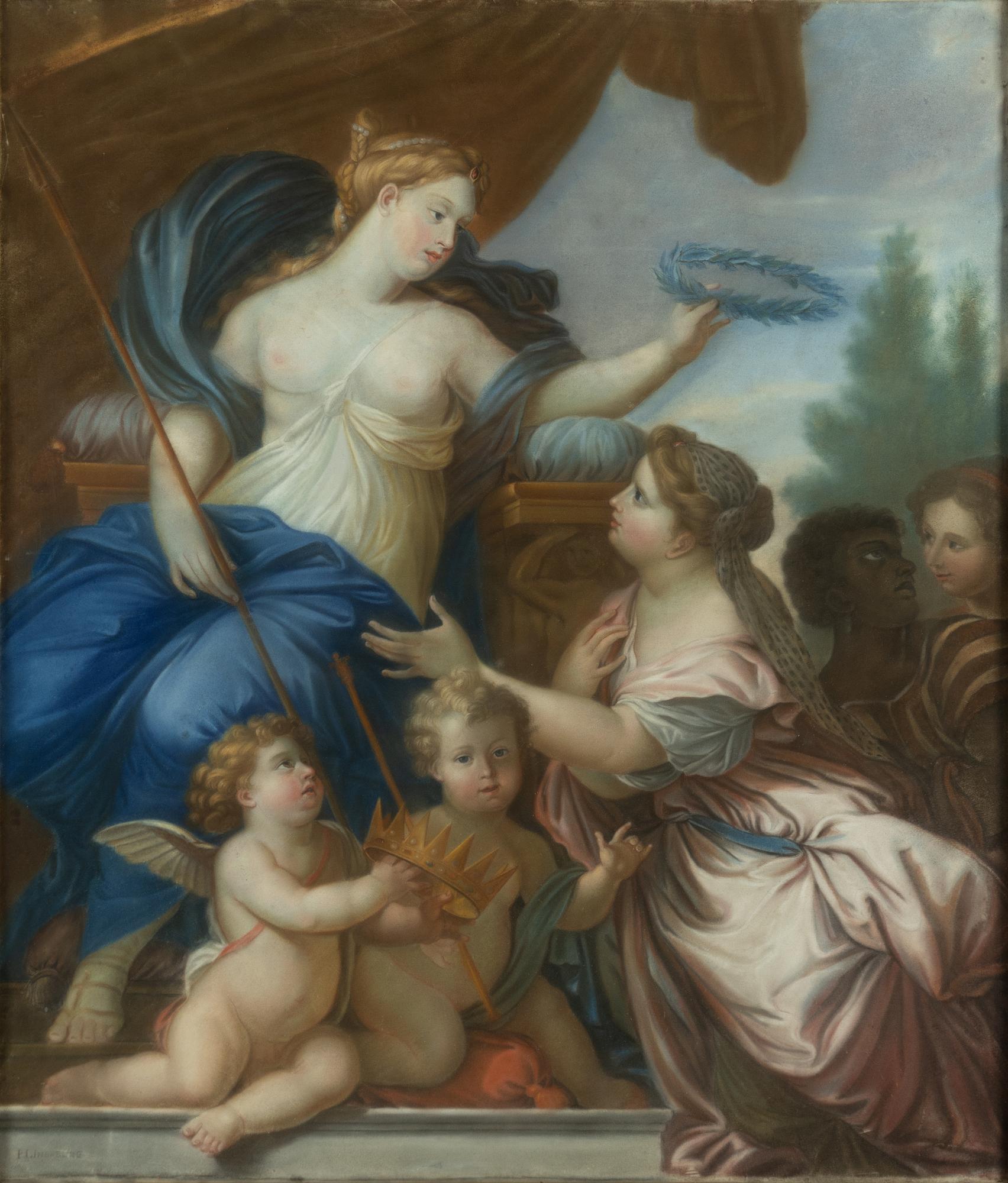 Per Lindhberg, Queen Christina crowned with a laurel wreath of wisdom.