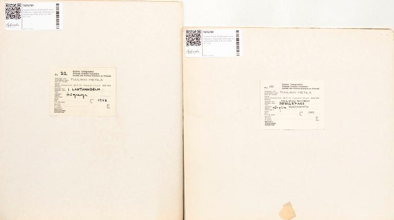 Tuulikki Pietilä, color lithograph and wood engraving, signed, dated, and numbered 1946 4/10 and 1955 4/7.