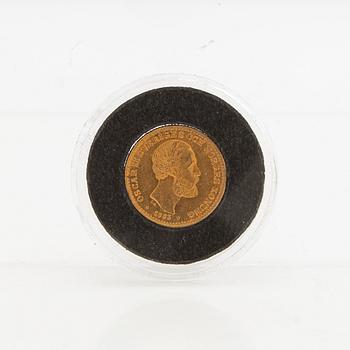 Guldmynt Sverige, Oscar II 10 kr, 1883.
