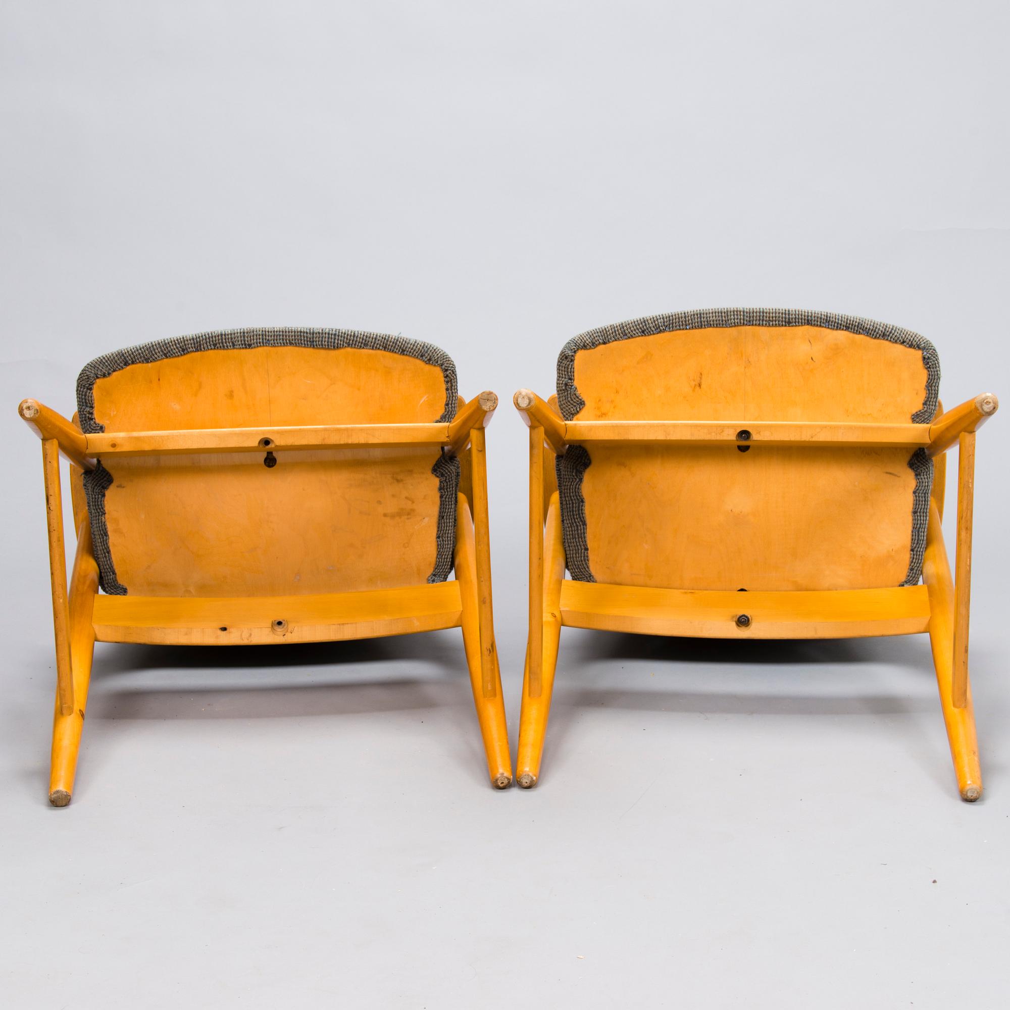 OLOF OTTELIN, Two mid 20th century "Status" armchairs for Keravan Puusepäntehdas, Stockmann, Finland,