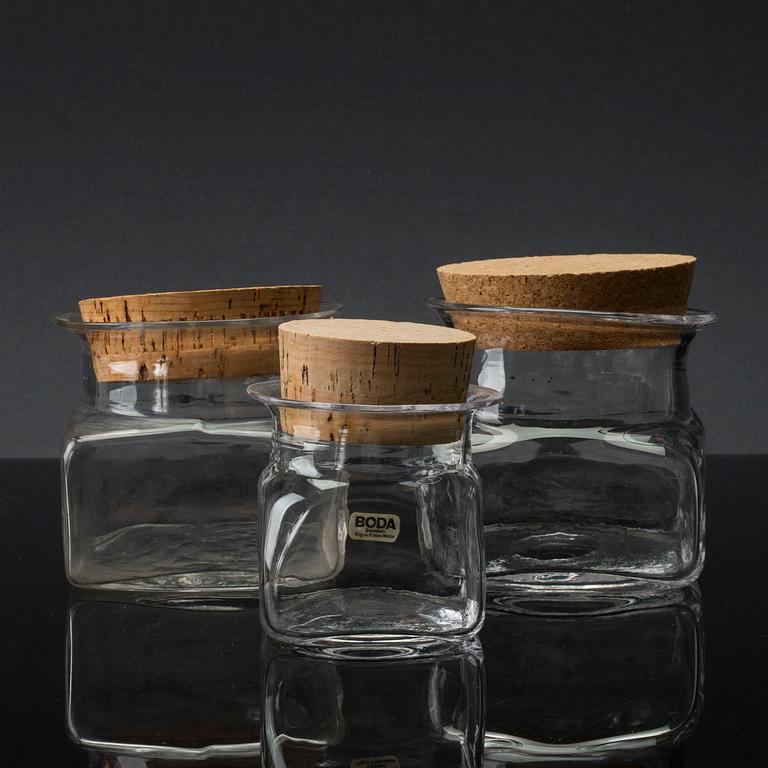 SIGNE PERSSON-MELIN, glas,  8+1 st, "Sill i kvadrat" för Boda Nova 1900-talets andra hälft.