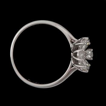 A diamond, circa 0.86 ct in total, ring.