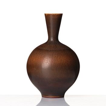 Berndt Friberg, a brown rabbit's fur stoneware vase, Gustavsberg studio, Sweden 1969.