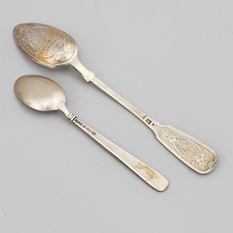 KAFFESKEDAR, 24 st, silver, Sverige, Ryssland och importstämplat, 1800- och 1900-tal, vikt 287 g.