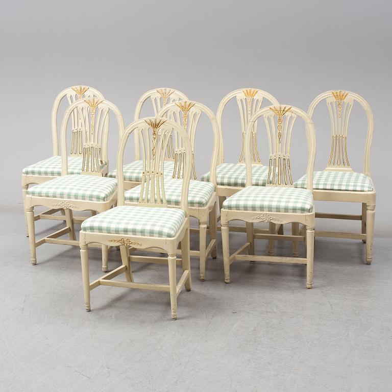 A set of (6+2) Swedish gustavian chairs, ca 1800.