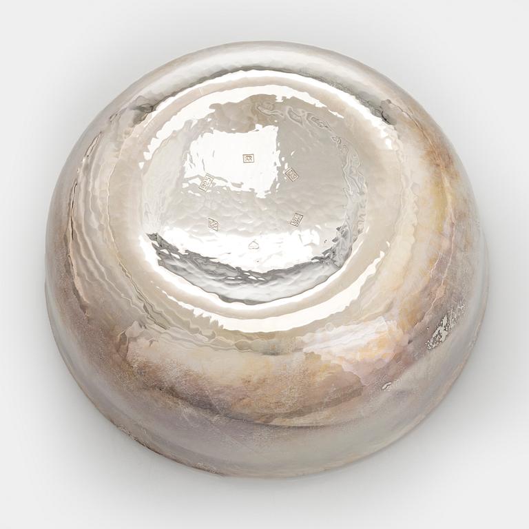 A set of three sterling silver and enamel bowls, maker's mark of A. Tillander, Turku 2005.