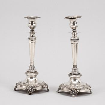 A pair of swedish silver candlesticks, mark of Guldsmedsaktiebolaget GAB, Stockholm 1882.