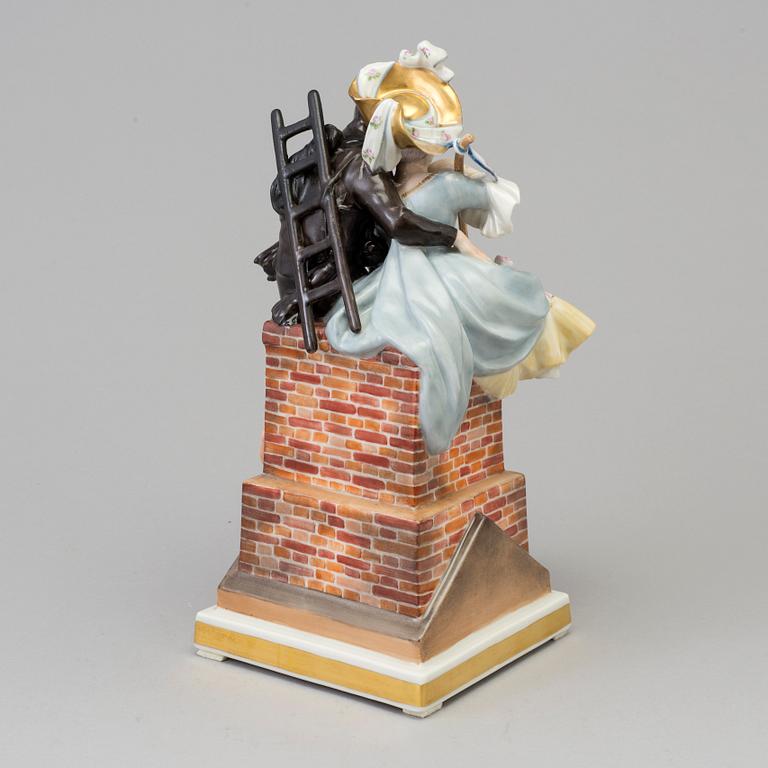 A Royal Copenhagen porcelain figural group 'Shepherdess And Chimney Sweep', Denmark, 1940s.