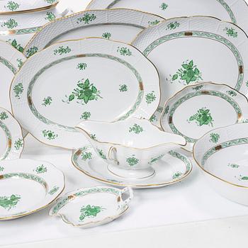 Herend, Service pieces, 59 pieces, "Chinese Bouquet"/ "Green Apponyi", Hungary.
