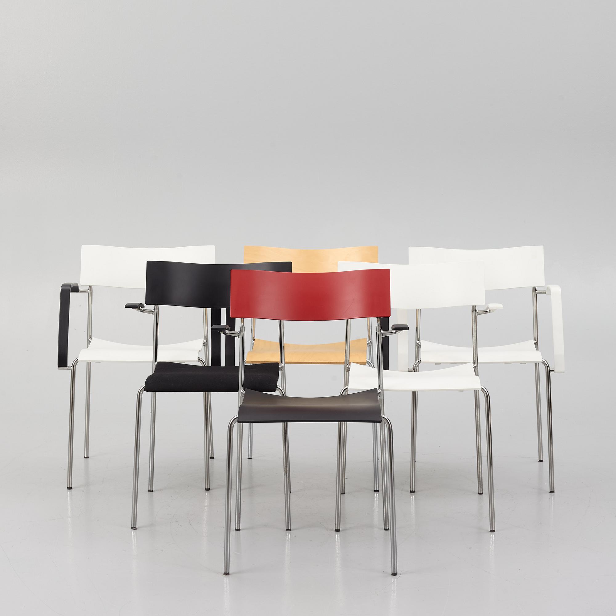 Johannes Foersom & Peter Hiort-Lorenzen, a set of six 'Campus' chairs, Lammhults, after 1992.