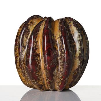 Hans Hedberg, a faience sculpture/vase of a pumpkin, Biot, France.