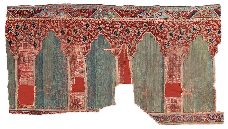 An Ushak saf fragment, west Anatolia, 17th/18th century.