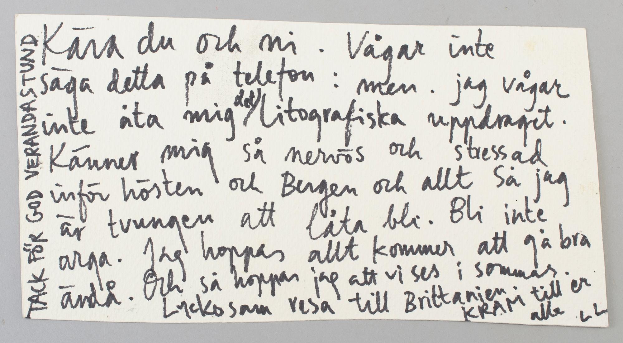 LARS LERIN, akvarell/vykort. Signerad.