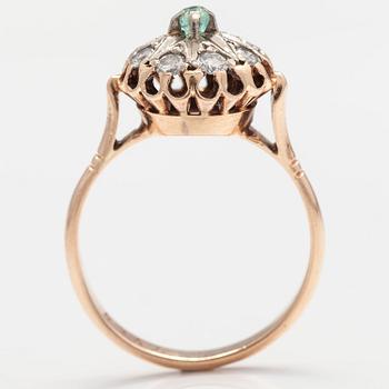 SORMUS, 14K kultaa, berylli, timantteja n. 0.40 ct yht. Neuvostoliitto.
