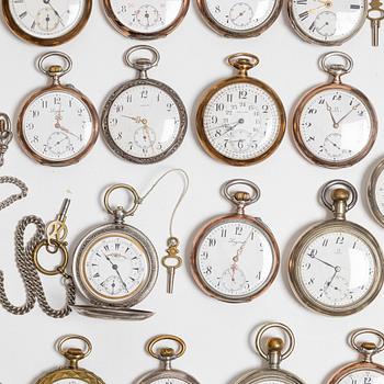 Collection of pocket watches, 63 pieces, "No reserve", various materials.