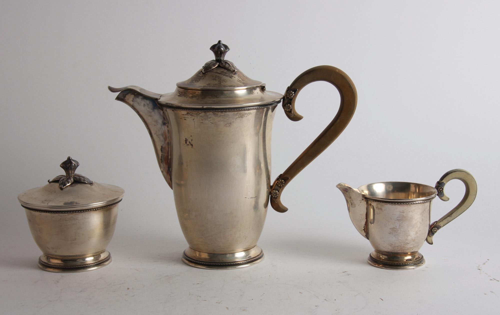 KAFFESERVIS, 3 delar, silver, Sverige 1949.