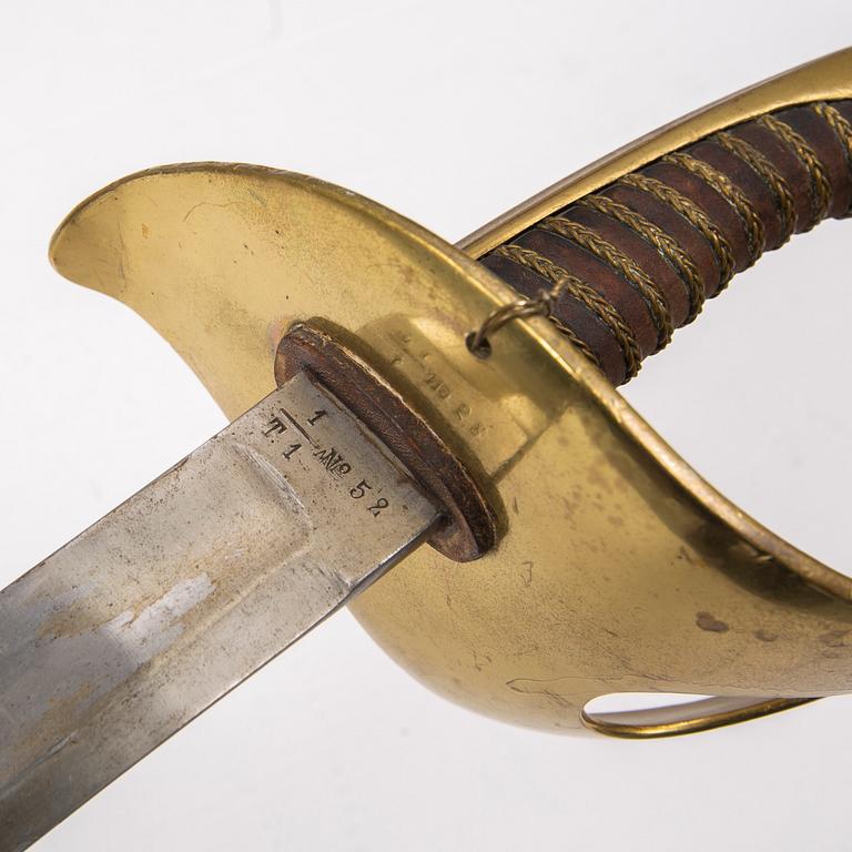 A Swedish cavalry sabre 1854 pattern with scabbard.