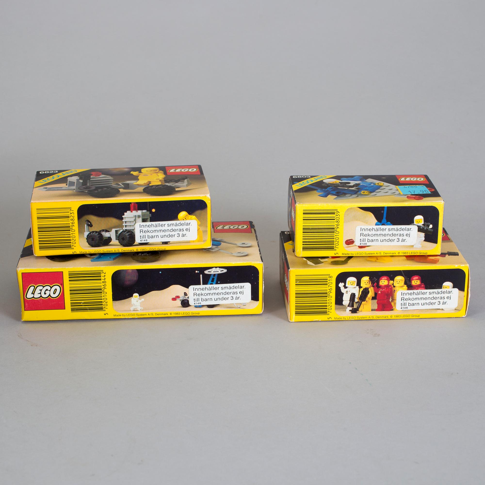 LEGO, 4 stycken rymd-set i förpackningar, 1983.