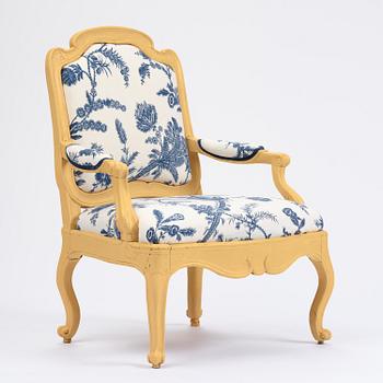 A Swedish rococo fauteuil, Stockholm, later part 18th century.