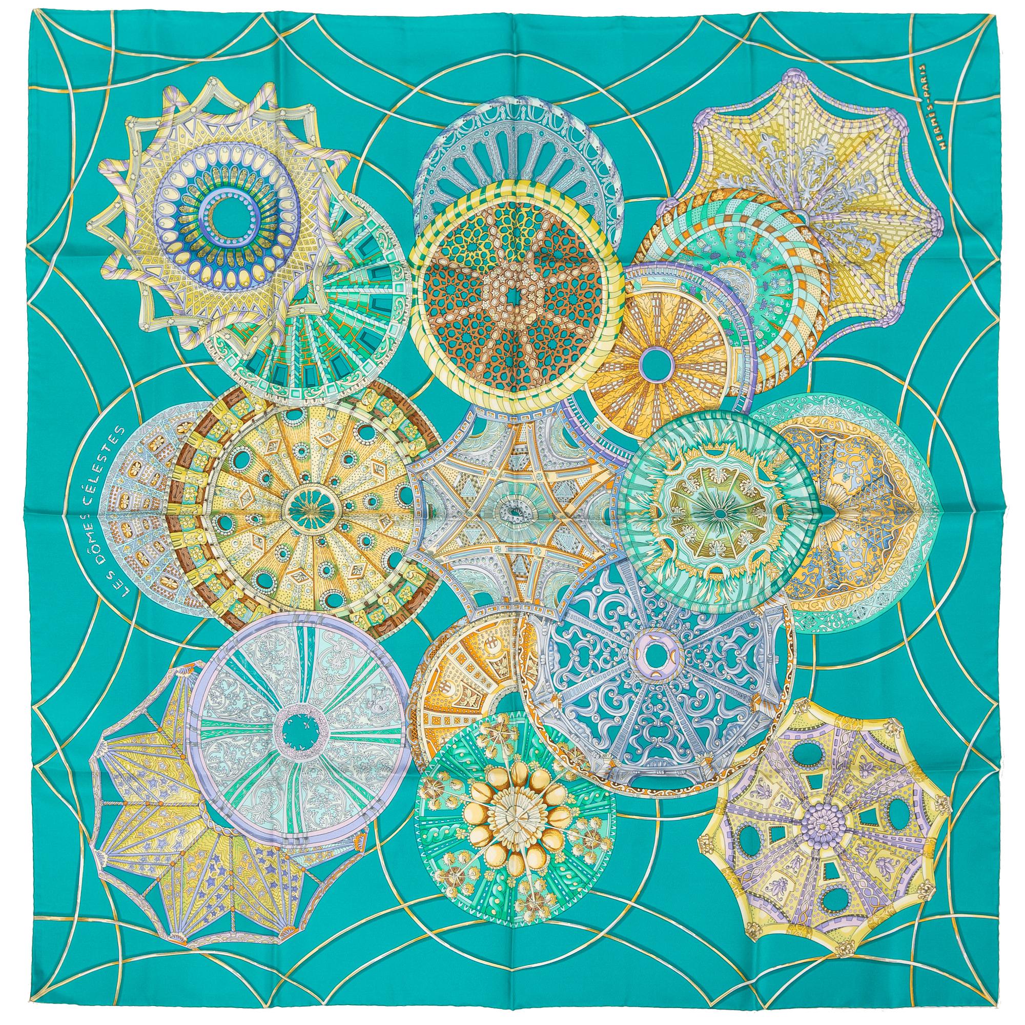 HERMÈS LES DÔMES CÉLESTES スカーフ 90x90cm Hermès, a 'Les Dômes Célestes' silk scarf. - Bukowskis
