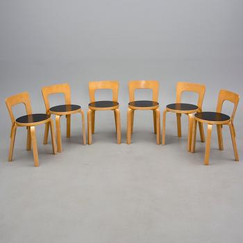 STOLAR, 6 st, modell 65, Alvar Aalto, Artek 1900-talets senare hälft.