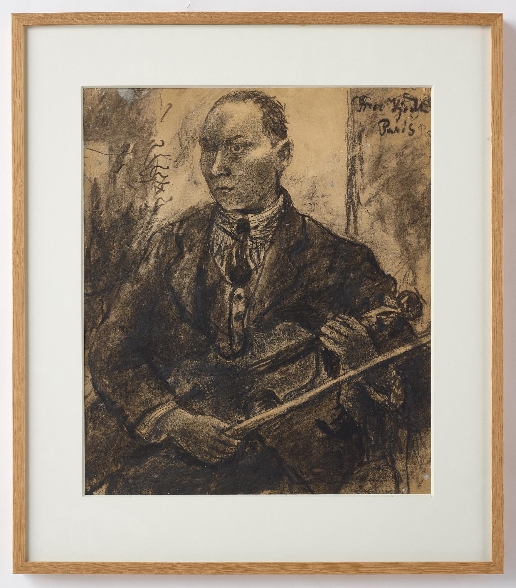 Bror Hjorth, mixed media on paper, signed, executed in Paris.