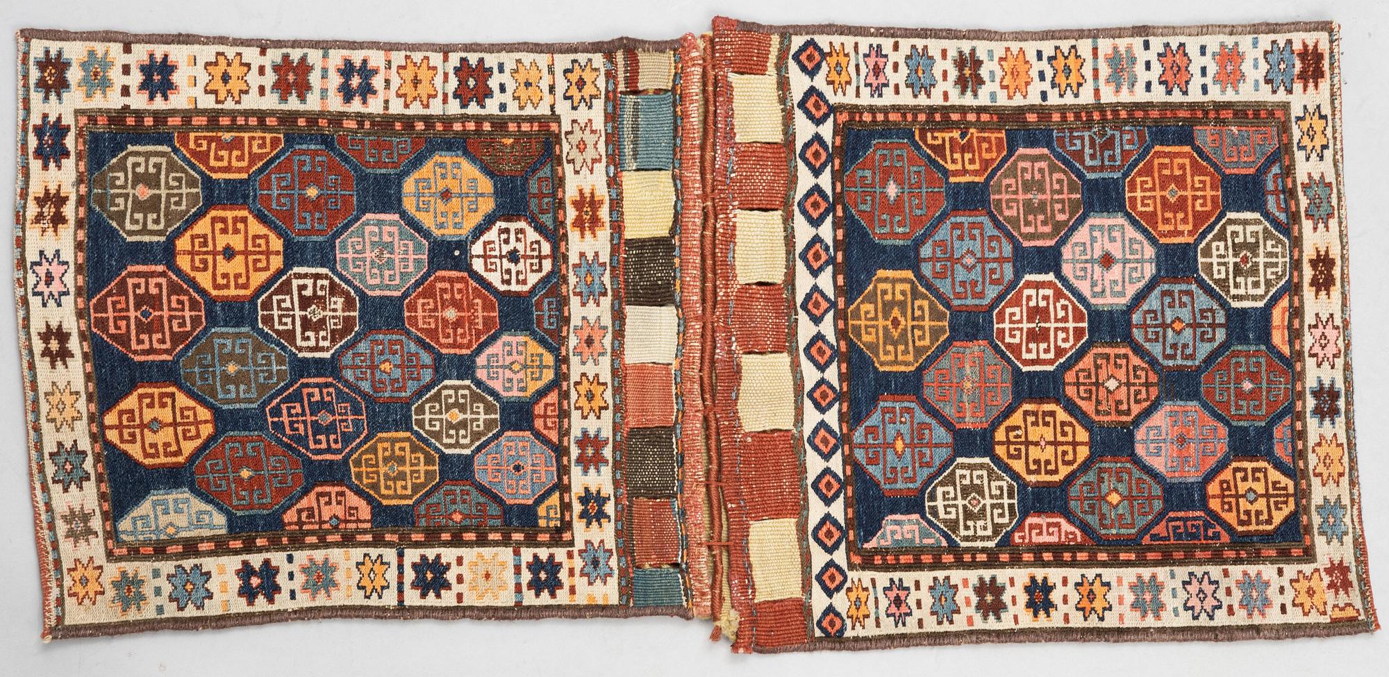 A Shasavan soumac double saddle bag, north west persia, c 109 x 49 cm.