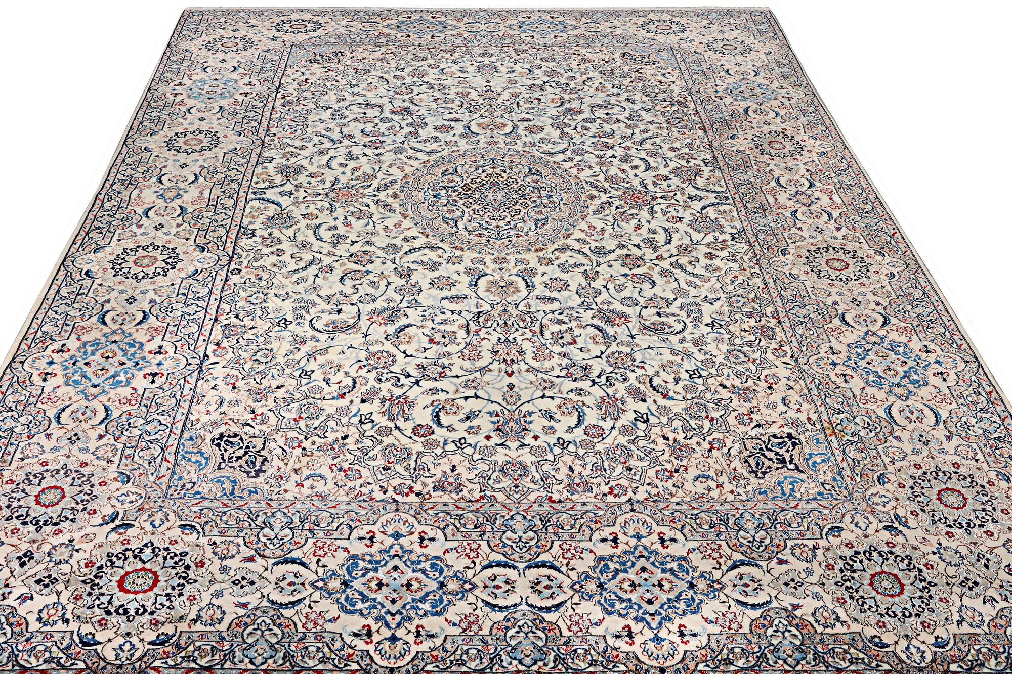 A Nain carpet, part silk, 6 laa, c. 453 x 298 cm.
