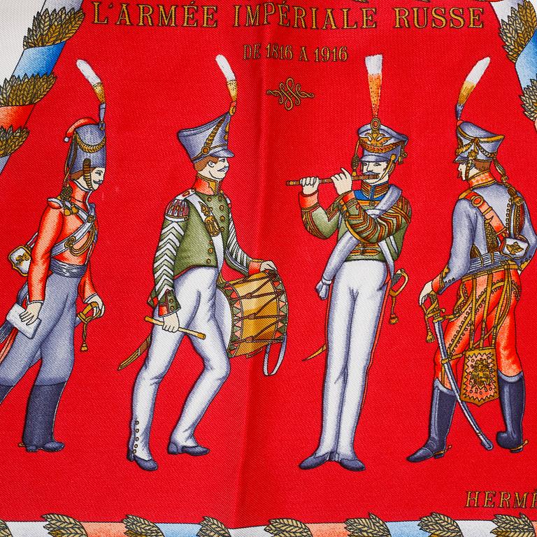 HERMÈS, scarf, "Paris L'Armee Imperiale Russe de 1816 a 1916".